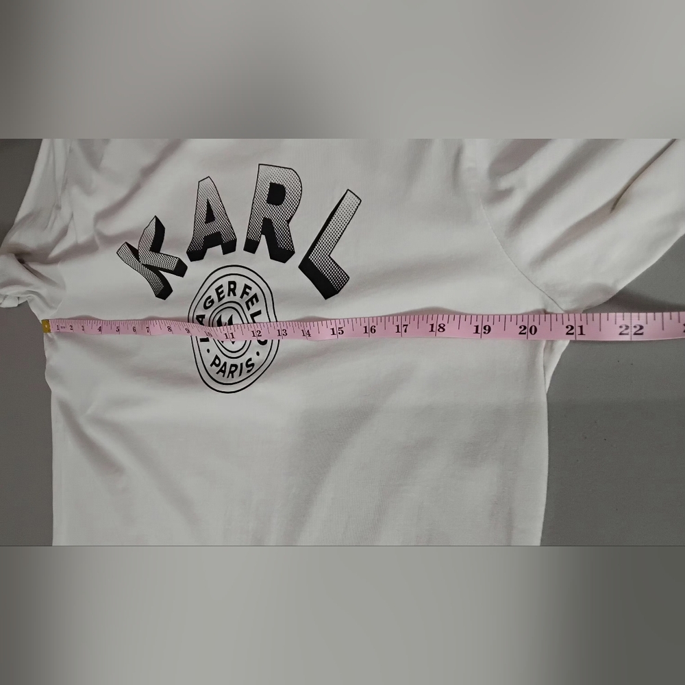 KARL LAGERFELD Men’s Short Sleeve T-Shirt Paris Size  Med Beige w/Black - Picture 5 of 9